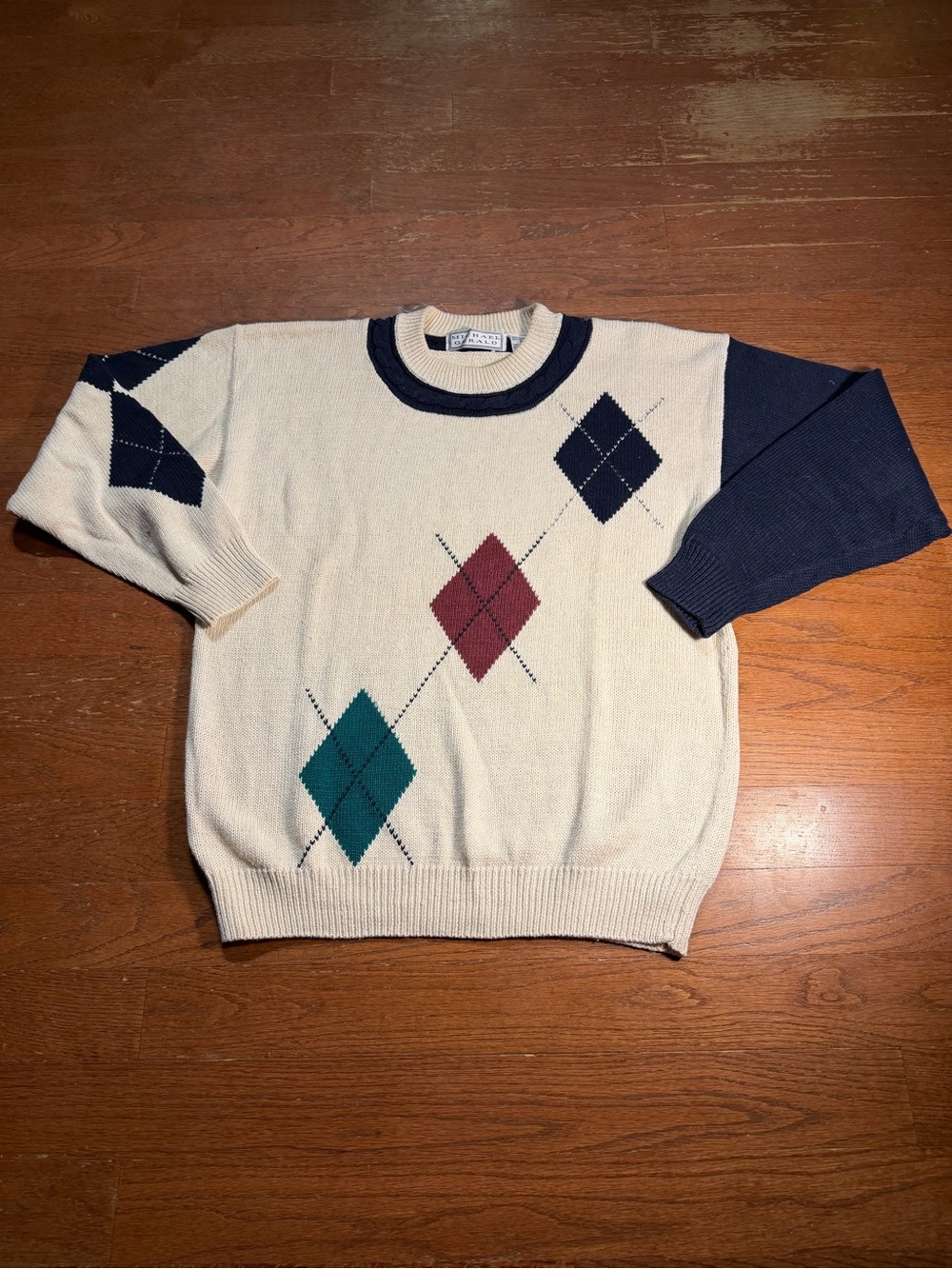 80s Vintage Michael Gerald Multicolored Pattern Knitted Sweater